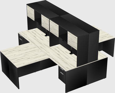 Quad l-shaped office desks
