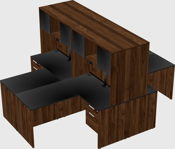 Quad l-shaped office desks