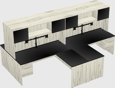 Quad l-shaped office desks