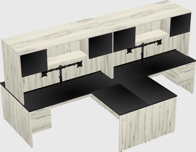 Quad l-shaped office desks