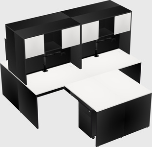 Quad l-shaped office desks