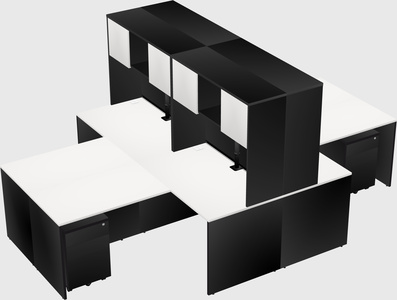 Quad l-shaped office desks