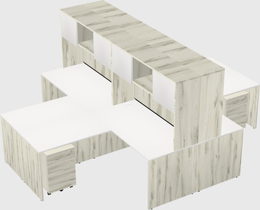 Quad l-shaped office desks