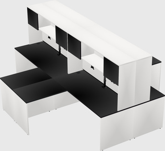 Quad l-shaped office desks