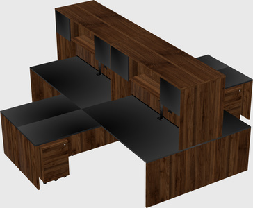 Quad l-shaped office desks