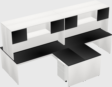 Quad l-shaped office desks