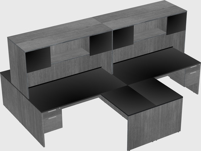 Quad l-shaped office desks