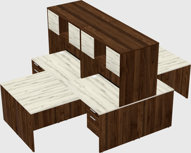Quad l-shaped office desks