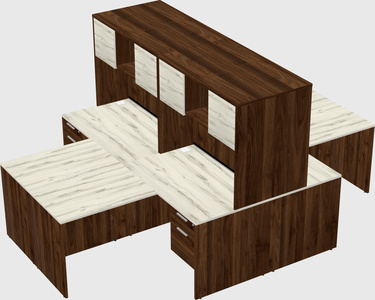 Quad l-shaped office desks