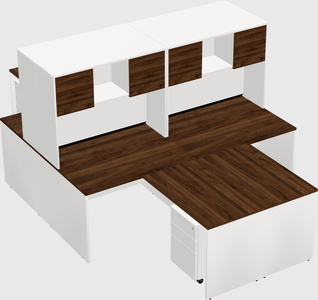 Quad l-shaped office desks