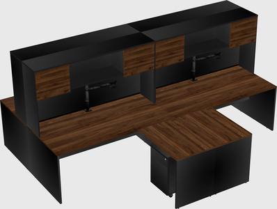 Quad l-shaped office desks