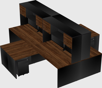 Quad l-shaped office desks