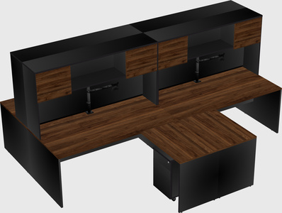 Quad l-shaped office desks