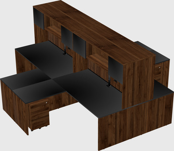 Quad l-shaped office desks