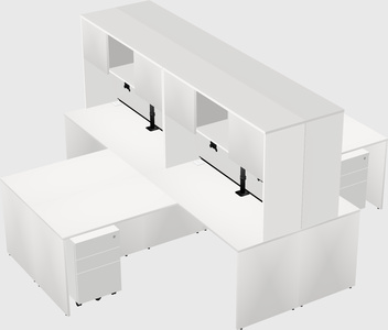 Quad l-shaped office desks