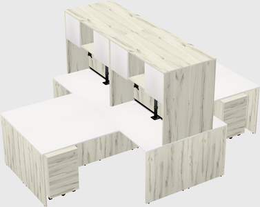 Quad l-shaped office desks