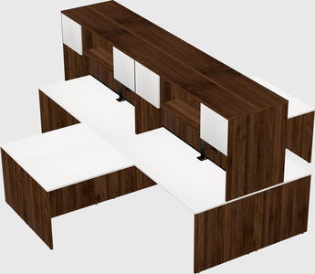 Quad l-shaped office desks