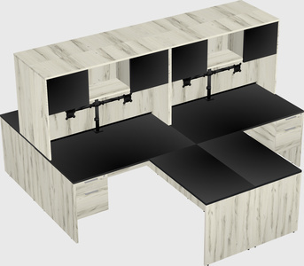 Quad l-shaped office desks