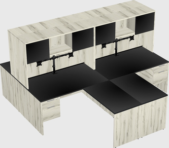 Quad l-shaped office desks