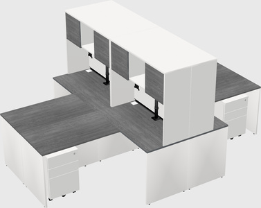 Quad l-shaped office desks