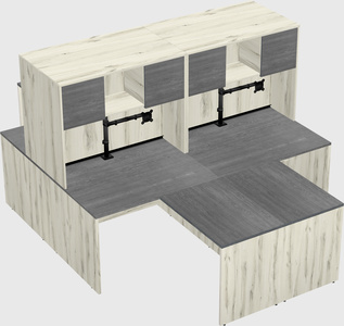 Quad l-shaped office desks