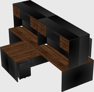 Quad l-shaped office desks