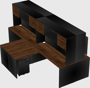 Quad l-shaped office desks