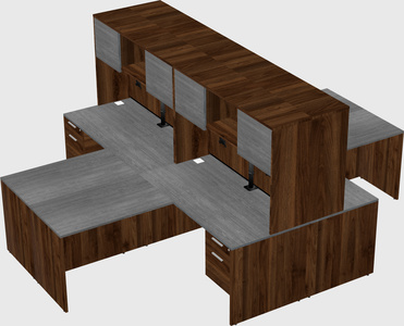 Quad l-shaped office desks
