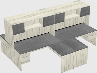 Quad l-shaped office desks