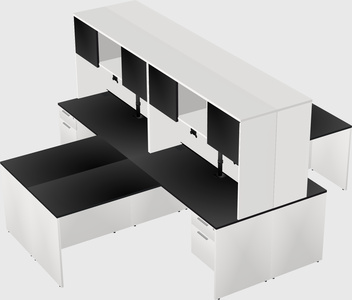 Quad l-shaped office desks