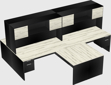 Quad l-shaped office desks
