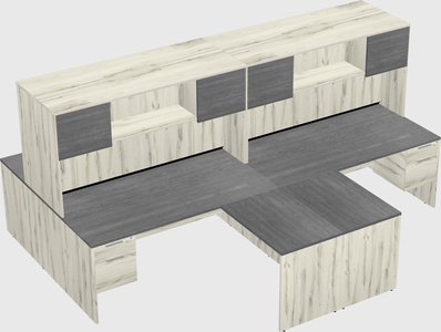 Quad l-shaped office desks