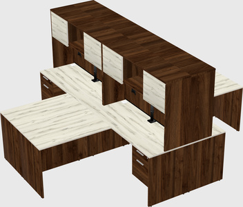 Quad l-shaped office desks