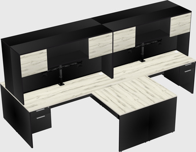 Quad l-shaped office desks