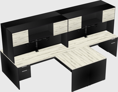 Quad l-shaped office desks