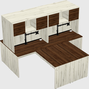 Quad l-shaped office desks