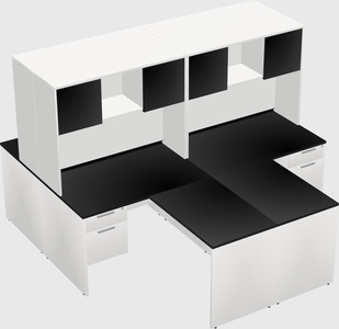 Quad l-shaped office desks