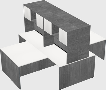 Quad l-shaped office desks