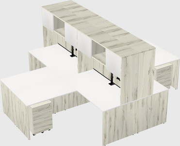 Quad l-shaped office desks