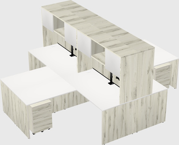 Quad l-shaped office desks
