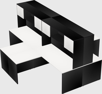 Quad l-shaped office desks