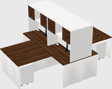 Quad l-shaped office desks