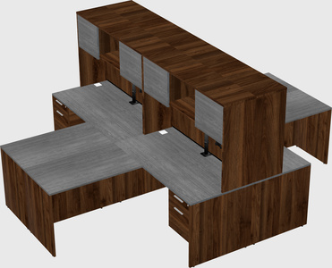 Quad l-shaped office desks
