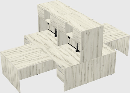 Quad l-shaped office desks