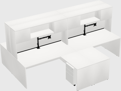 Quad l-shaped office desks