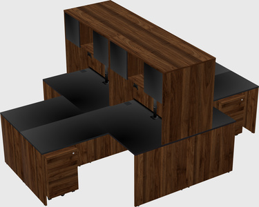 Quad l-shaped office desks