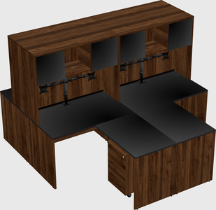 Quad l-shaped office desks