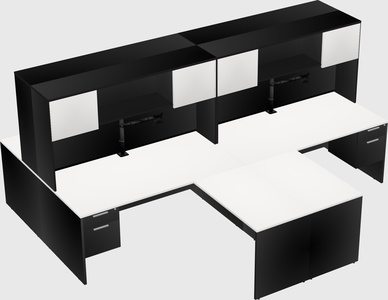 Quad l-shaped office desks