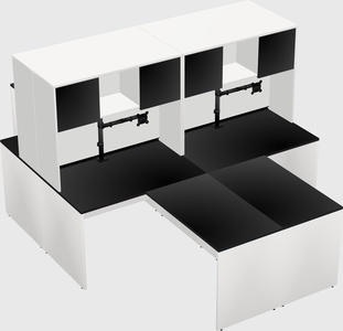 Quad l-shaped office desks