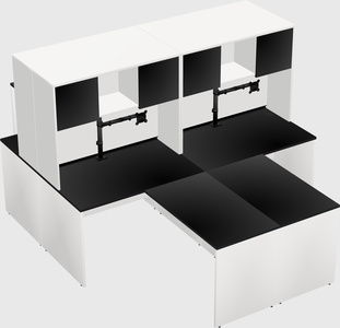 Quad l-shaped office desks
